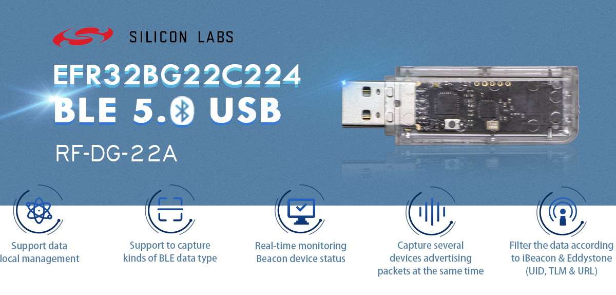 Характеристики USB-шлюза Bluetooth EFR32BG22 BLE5.0 RF-DG-22A
