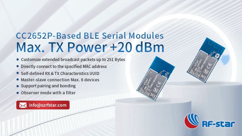 RF-star запускает протокол Bluetooth UART для мощных модулей BLE CC2652P RF-BM-2652P2/P2I